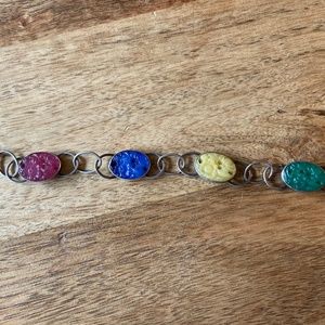 Sterling Silver Glass Cabochon Bracelet